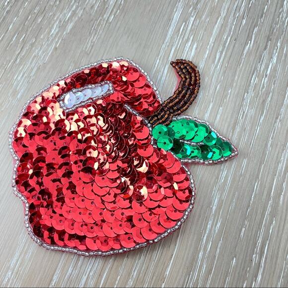 Vintage Sequin Apple Pin Embellishment Red - Picture 4 of 6